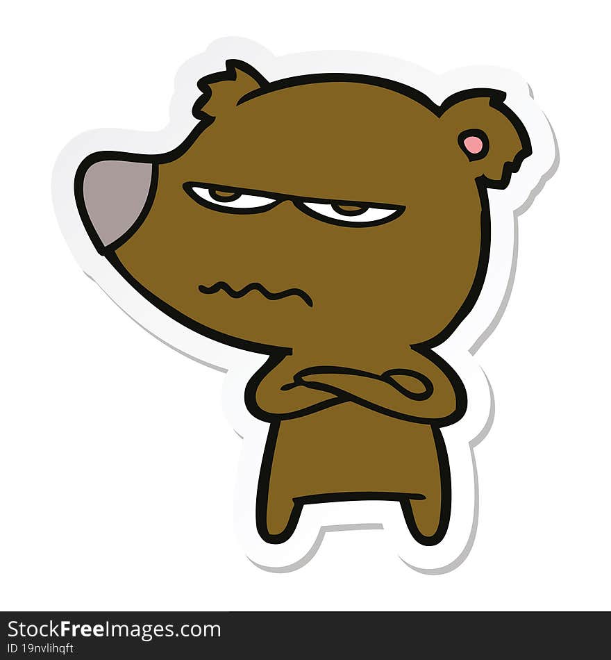 sticker of a angry bear cartoon