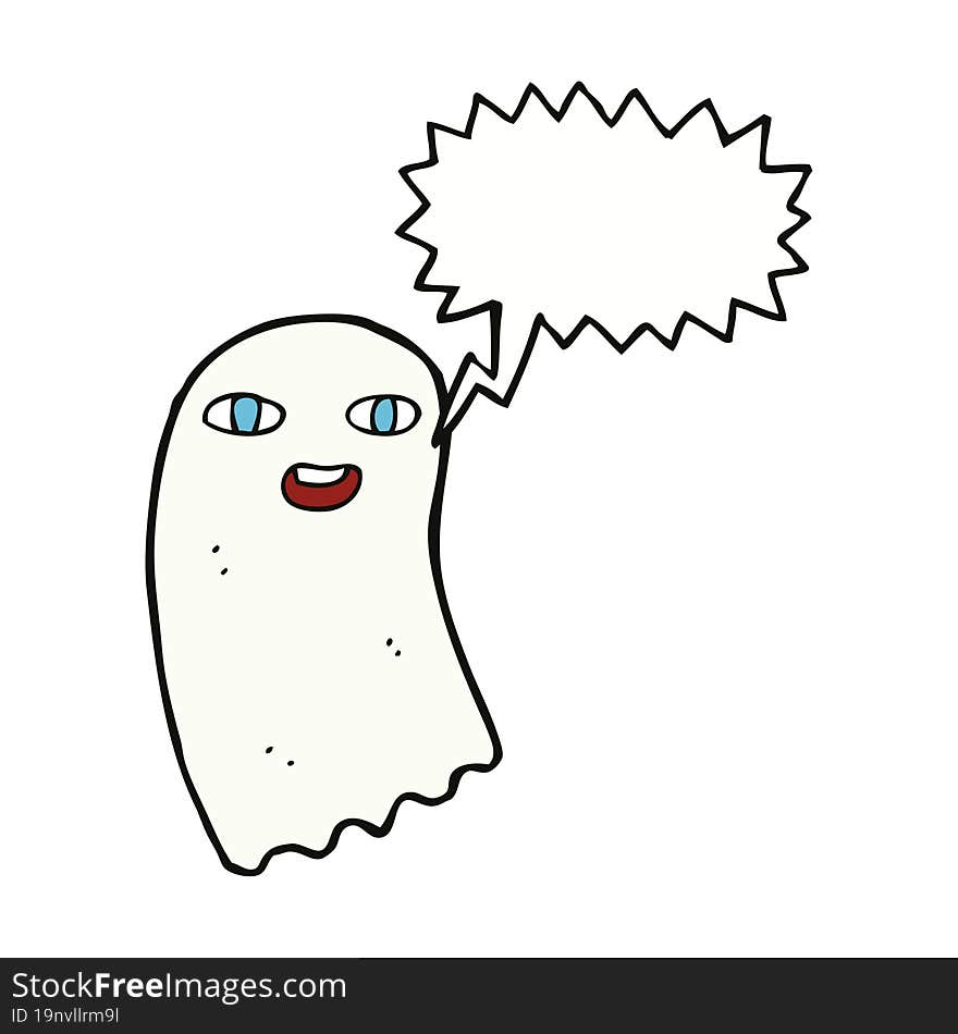 funny cartoon ghost with speech bubble