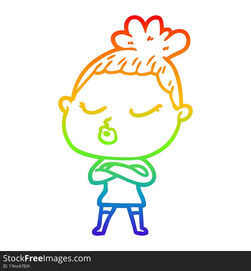 rainbow gradient line drawing cartoon calm woman