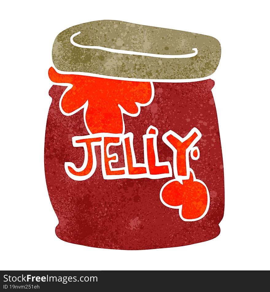 freehand retro cartoon jar of jelly