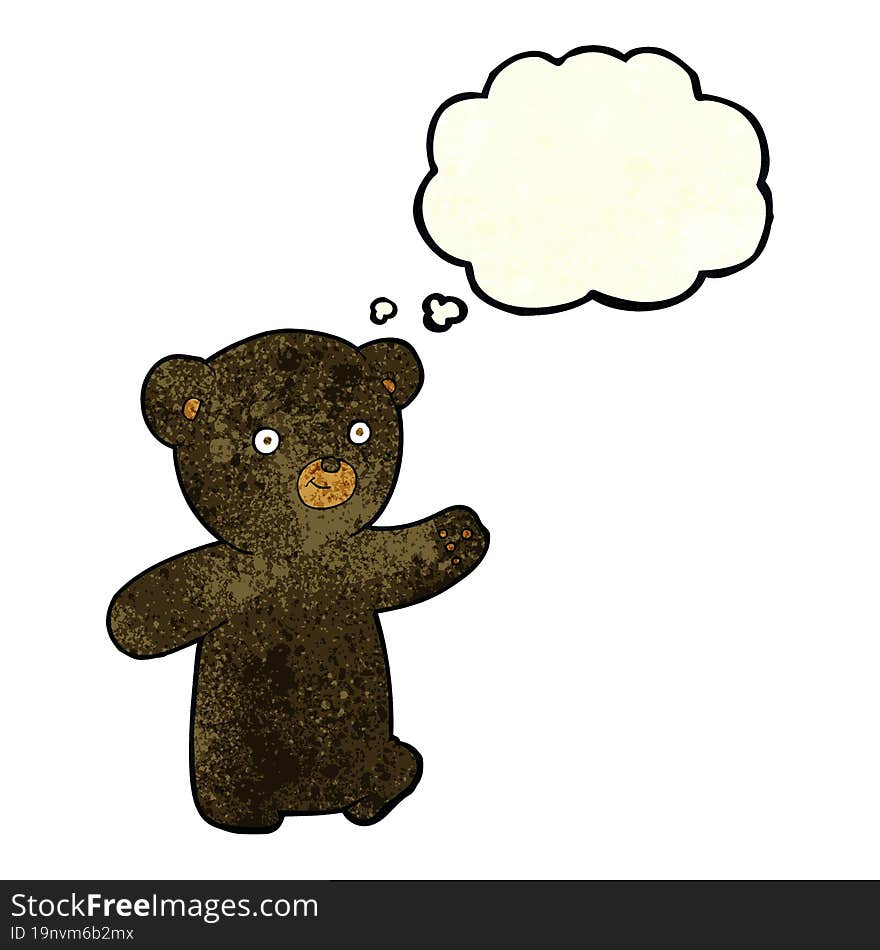 cartoon black bear cub with thought bubble