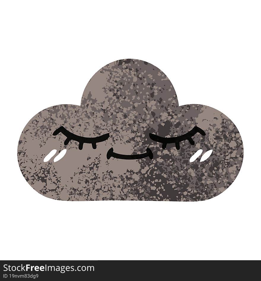 Retro Illustration Style Cartoon Storm Cloud