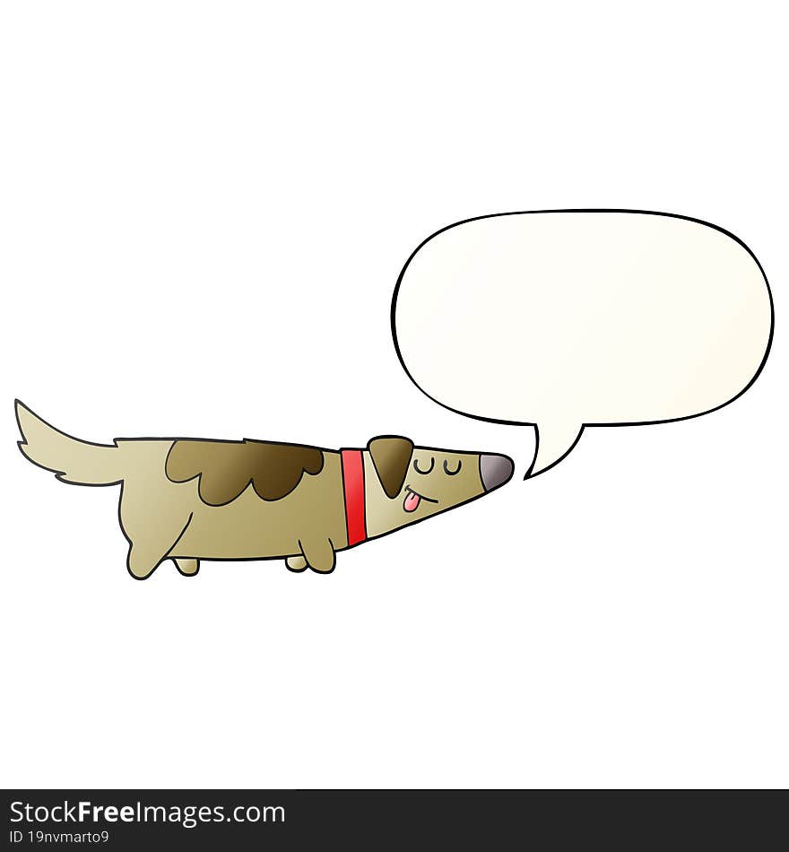 cartoon dog and speech bubble in smooth gradient style