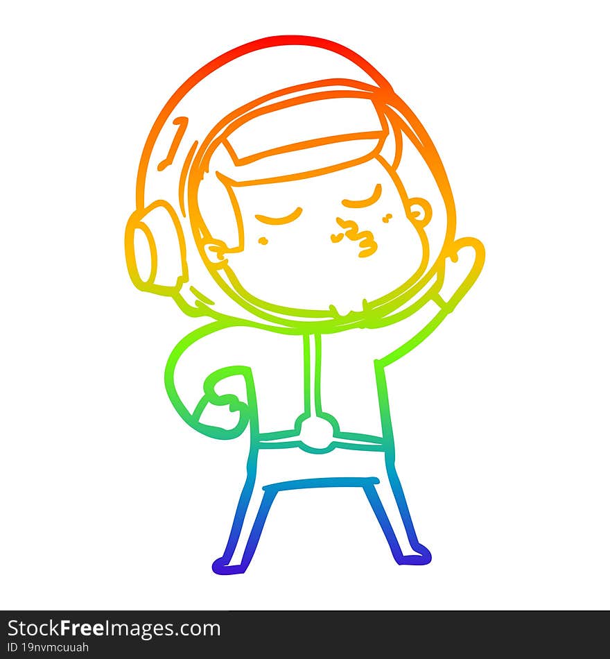 rainbow gradient line drawing cartoon confident astronaut