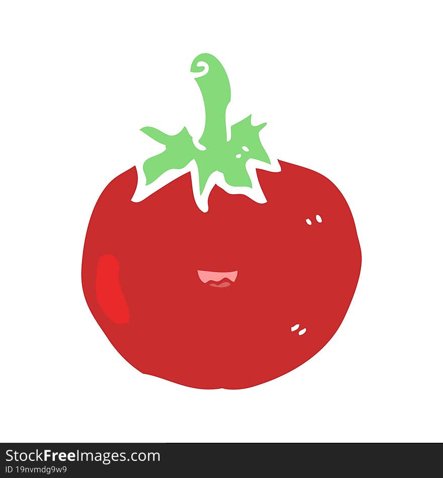 Cute Flat Color Style Cartoon Tomato