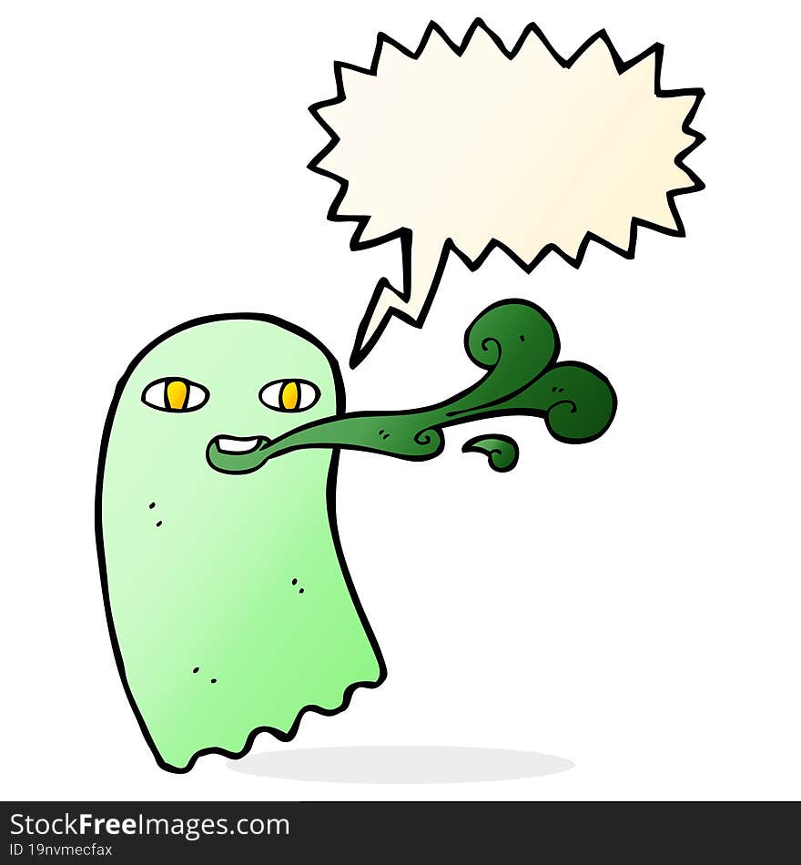 Funny Cartoon Ghost With Speech Bubble