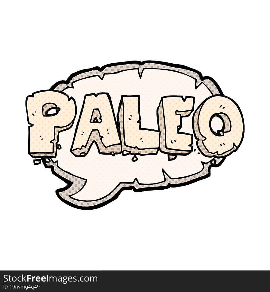 Paleo Comic Book Style Cartoon Sign