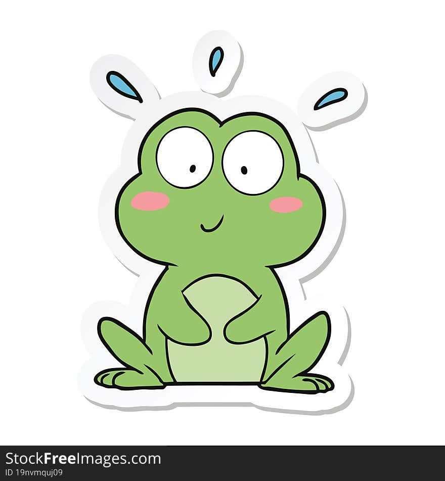 Sticker Of A Cute Cartoon Frog