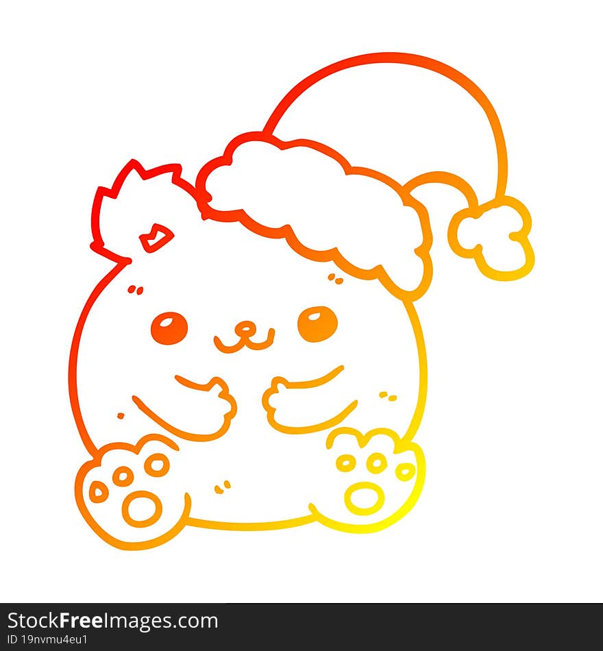 warm gradient line drawing cute cartoon christmas bear