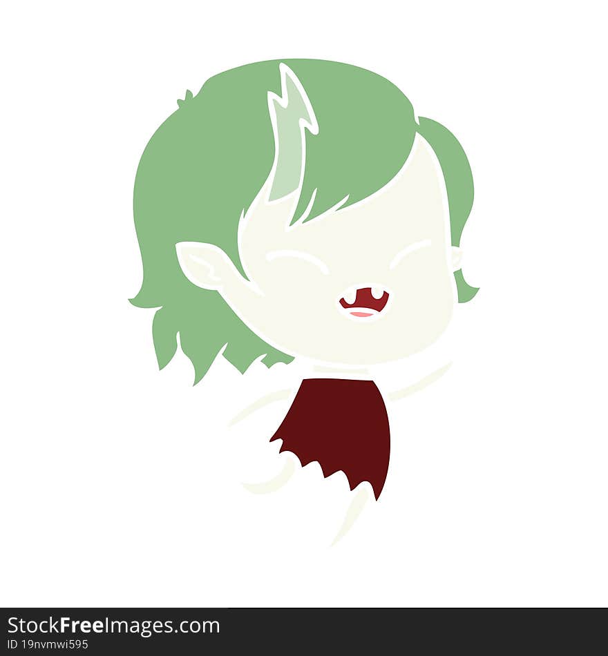 flat color style cartoon laughing vampire girl