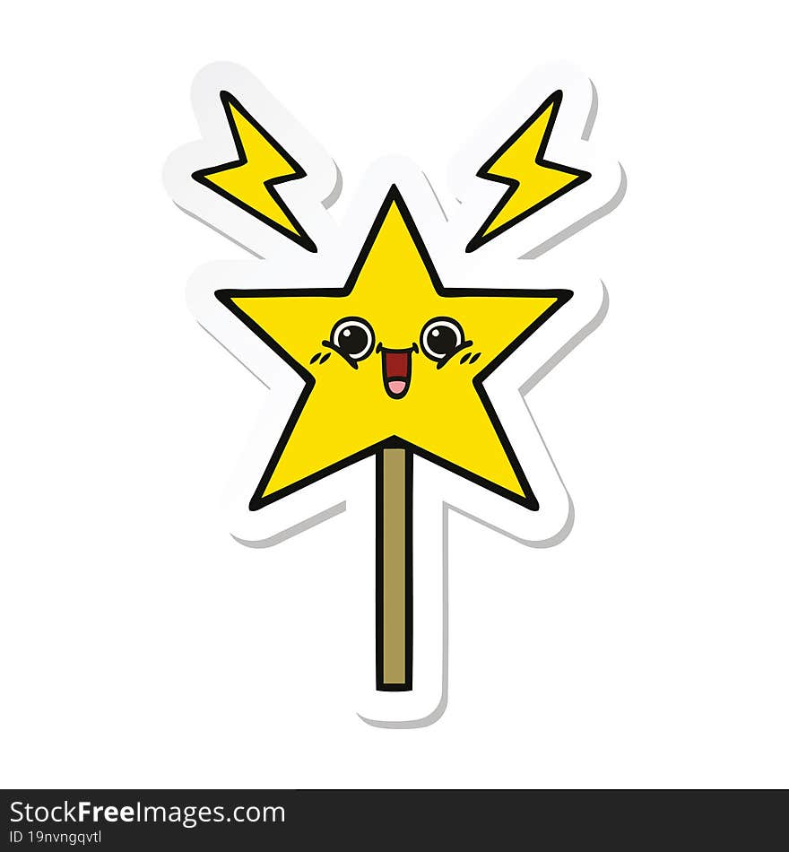 Sticker Of A Cute Cartoon Magic Wand