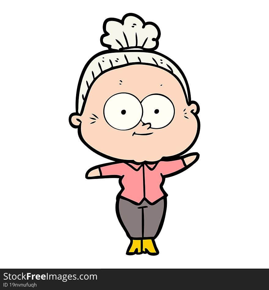 cartoon happy old woman. cartoon happy old woman