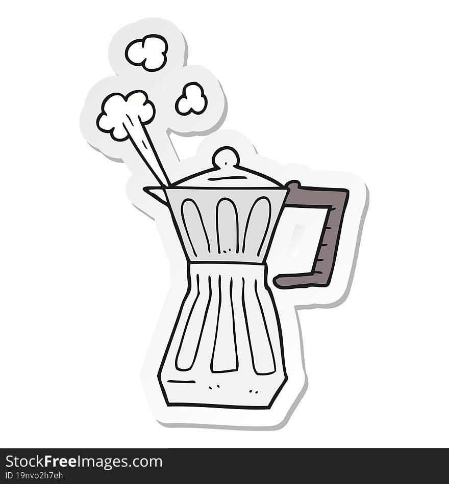 sticker of a cartoon espresso stovetop maker