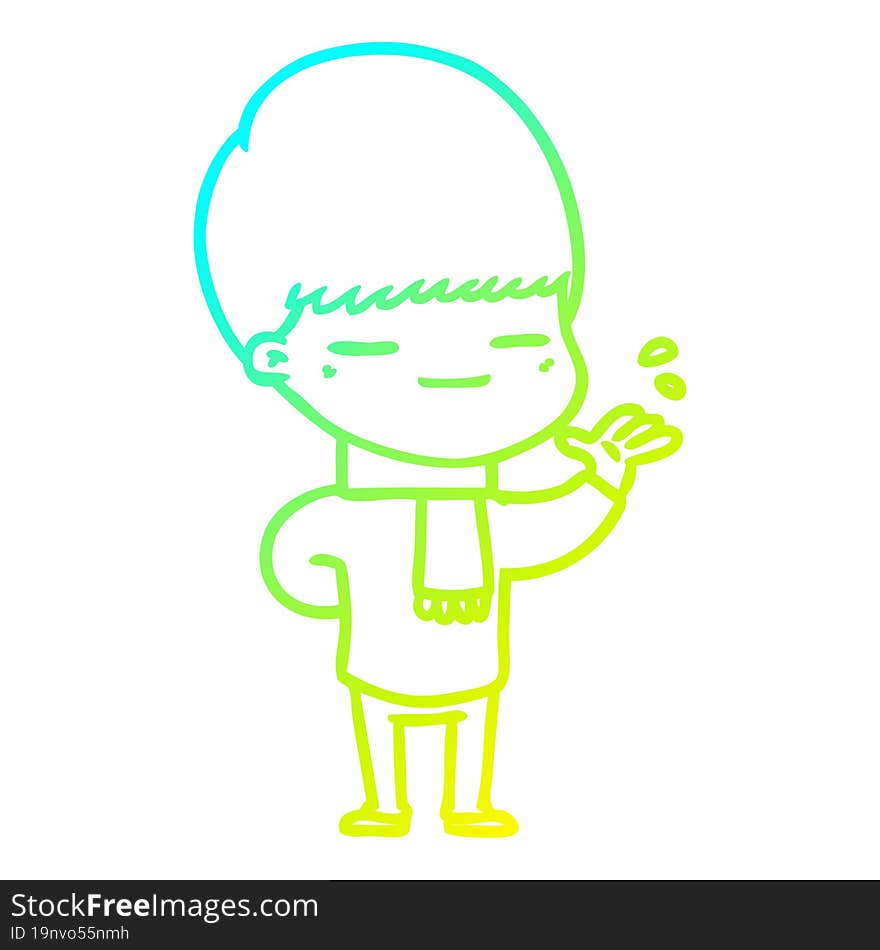 cold gradient line drawing cartoon smug boy