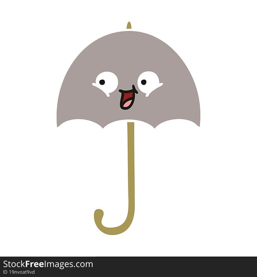 flat color retro cartoon umbrella