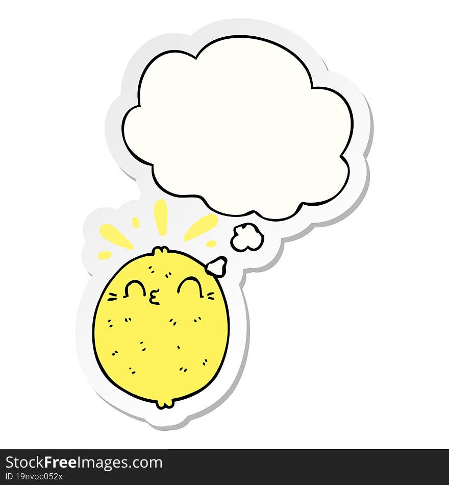 Cute Cartoon Lemon And Thought Bubble As A Printed Sticker