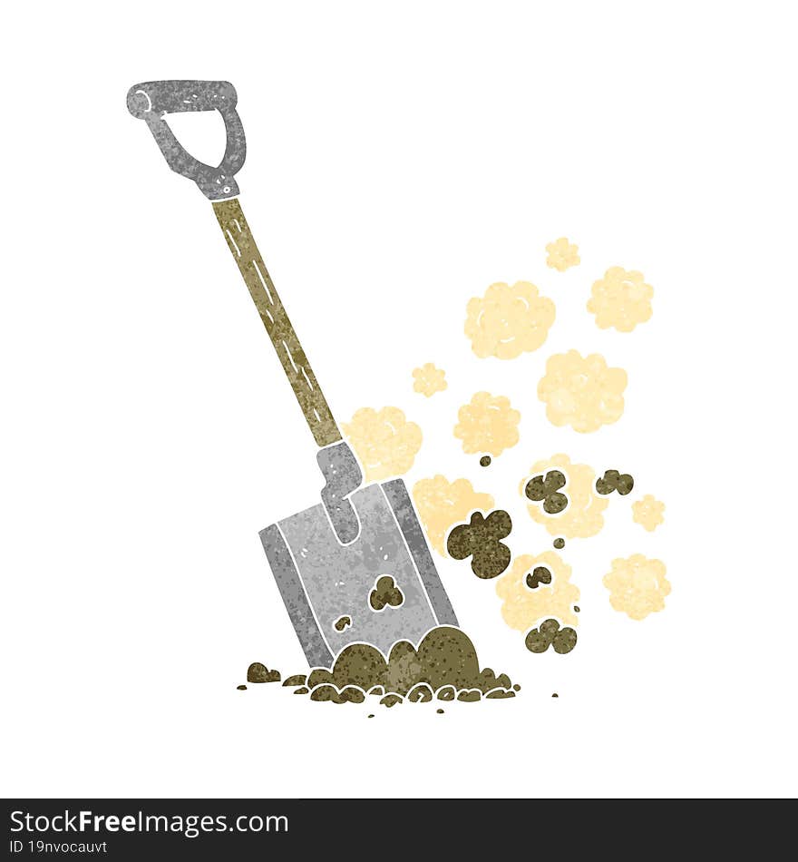 retro cartoon shovel in dirt