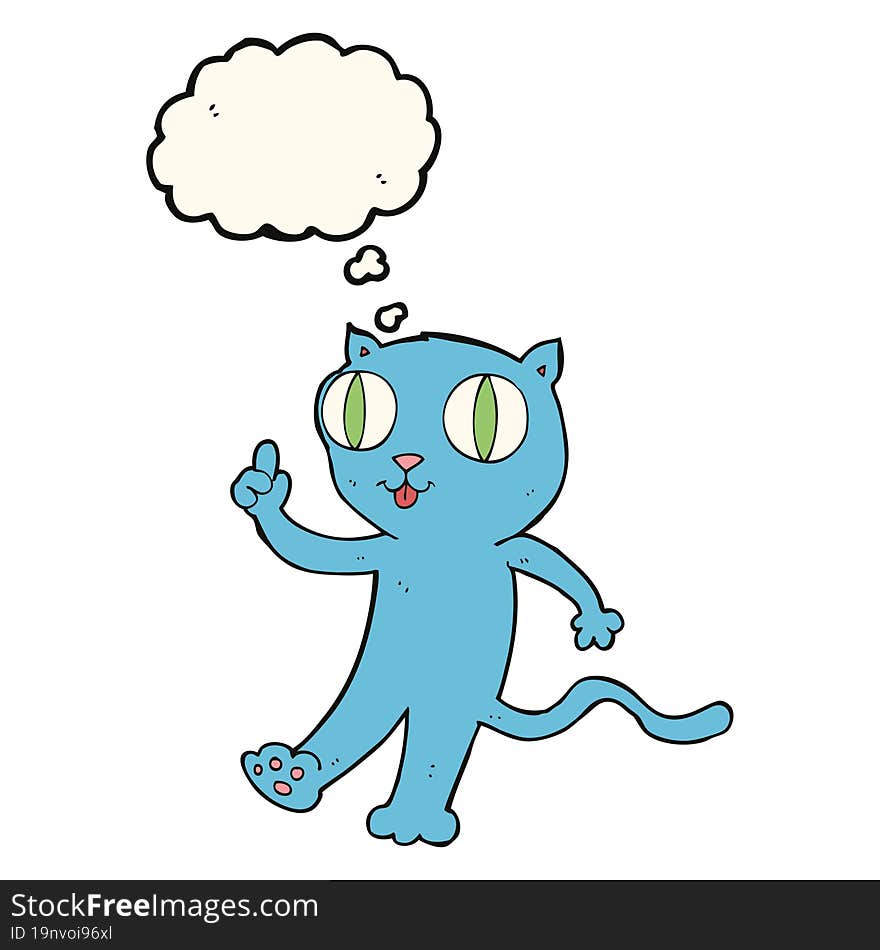 cartoon  cat with idea with thought bubble