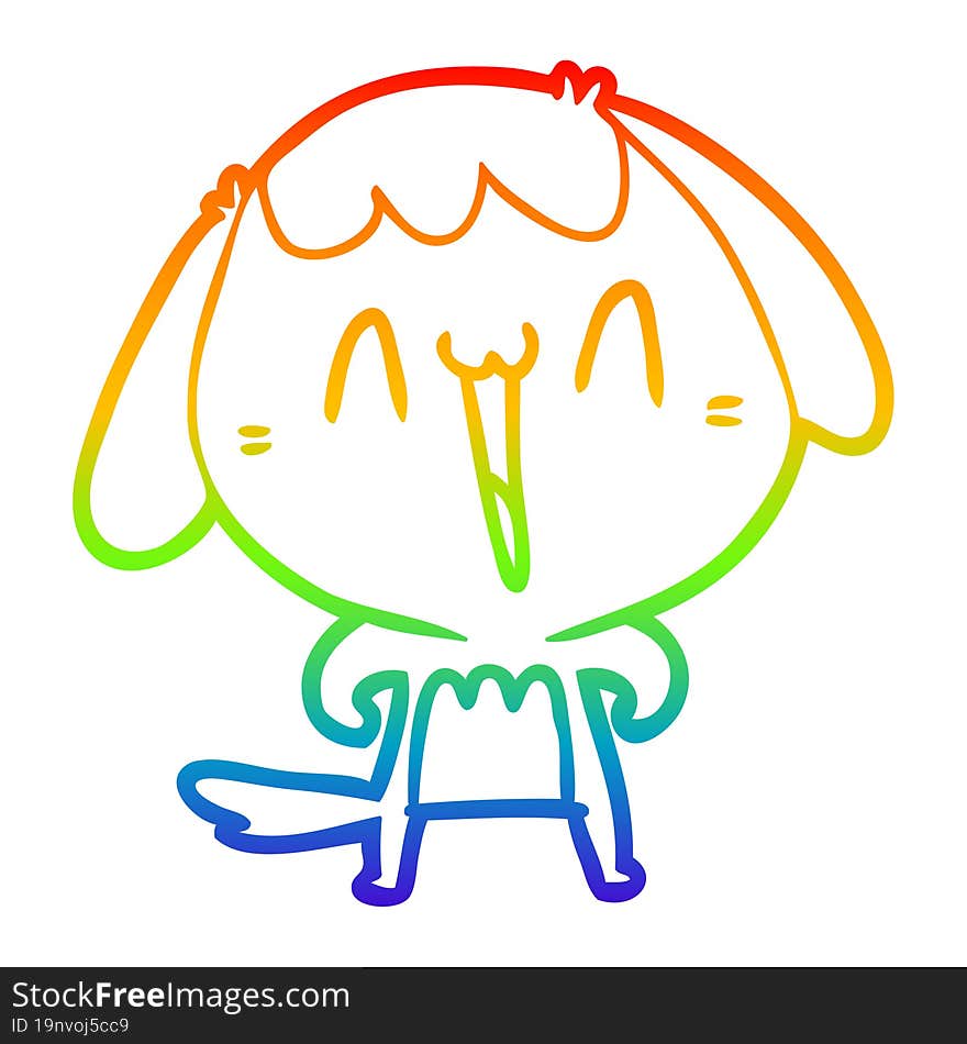 rainbow gradient line drawing of a cute cartoon dog