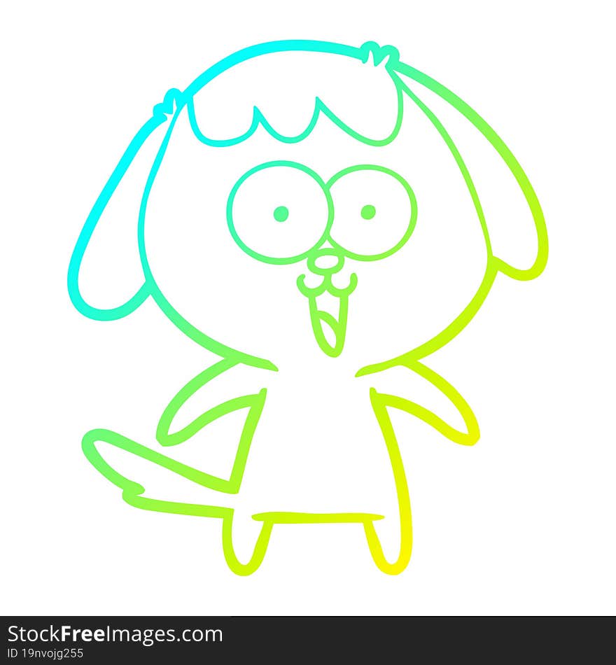 cold gradient line drawing of a cute cartoon dog