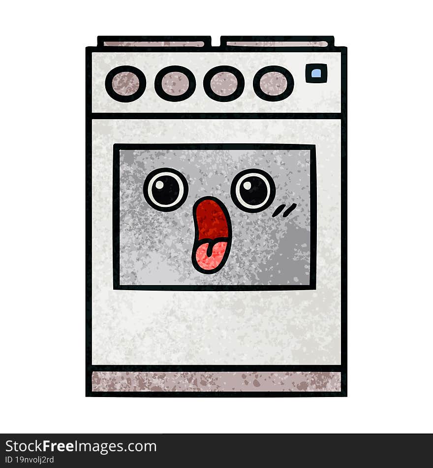 Retro Grunge Texture Cartoon Kitchen Oven