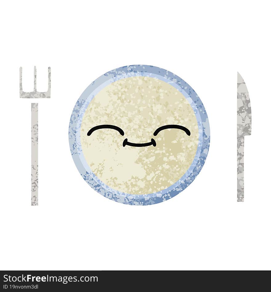 retro illustration style cartoon of a dinner plate