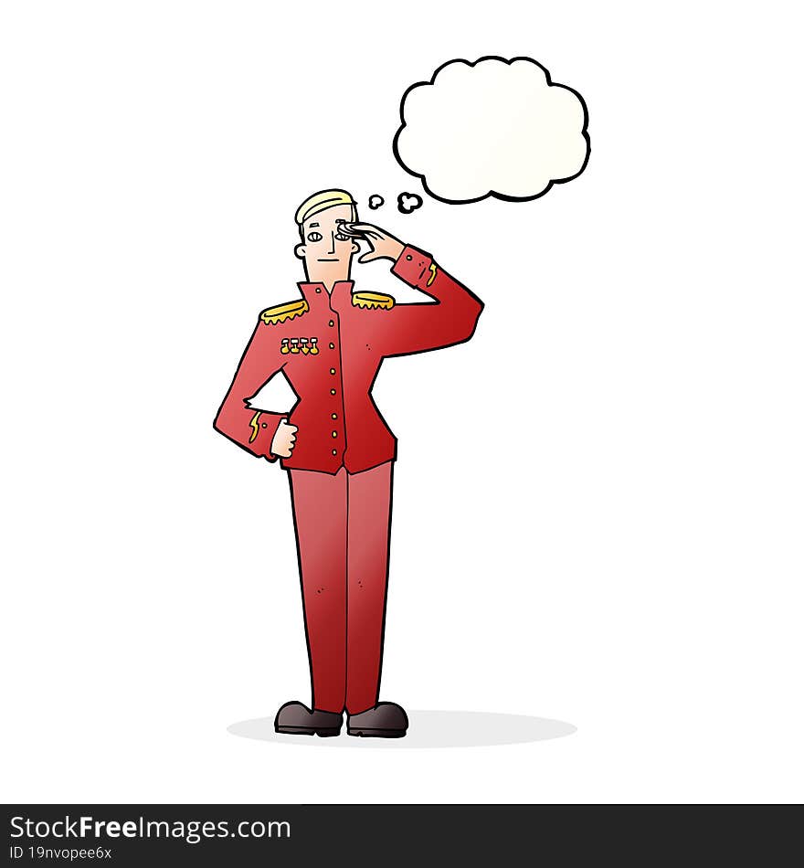 Cartoon Military Man In Dress Uniform With Thought Bubble