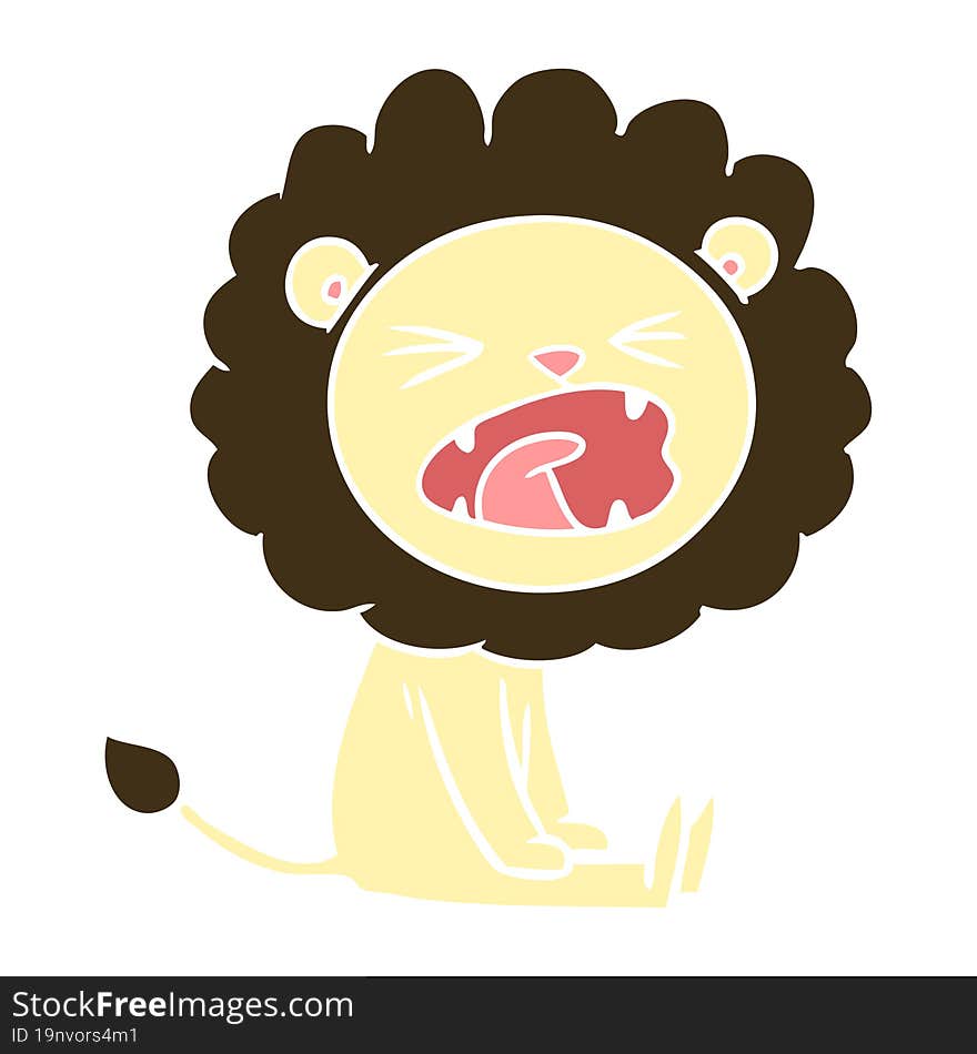 flat color style cartoon angry lion