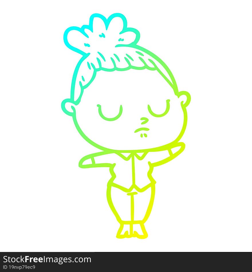 cold gradient line drawing cartoon calm woman