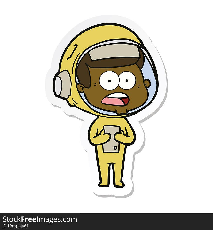 Sticker Of A Cartoon Surprised Astronaut