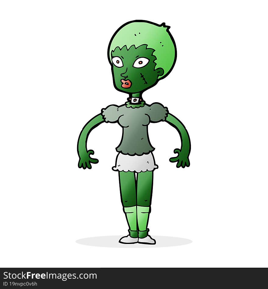 cartoon zombie monster woman