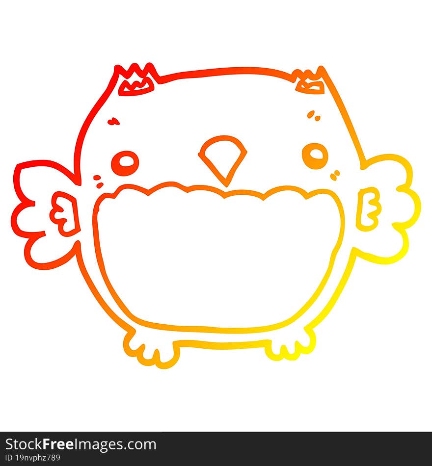 Warm Gradient Line Drawing Cartoon Owl