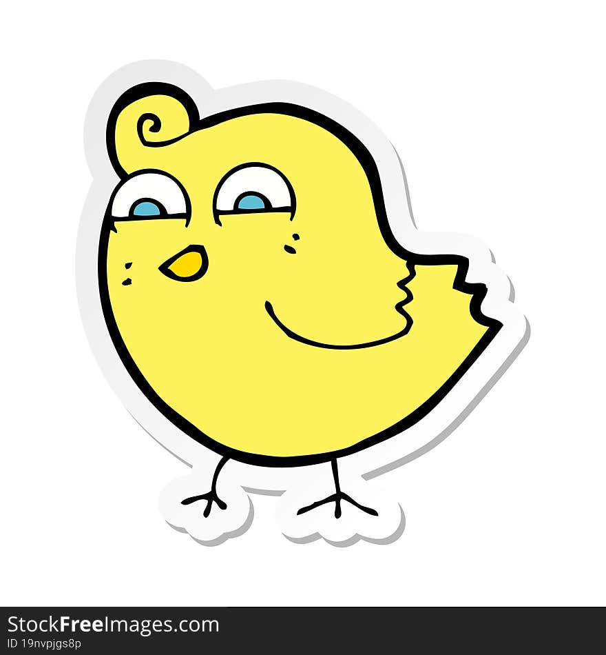 Sticker Of A Cartoon Funny Bird