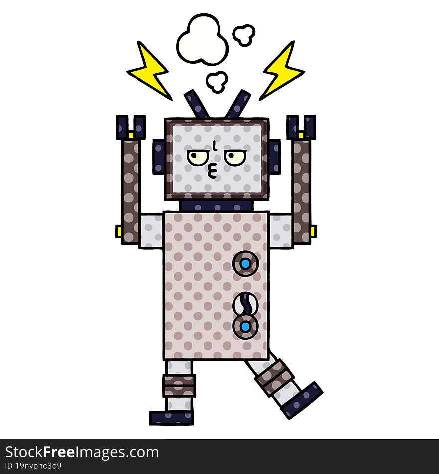 comic book style cartoon of a robot