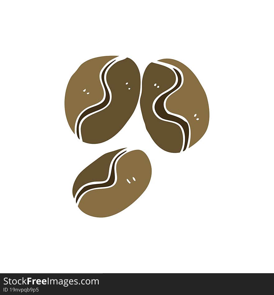 flat color illustration of a cartoon coffee beans