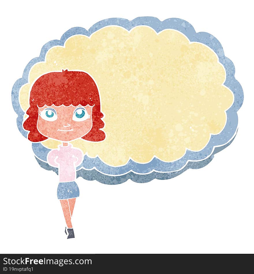 Cartoon Woman In Front Of Cloud