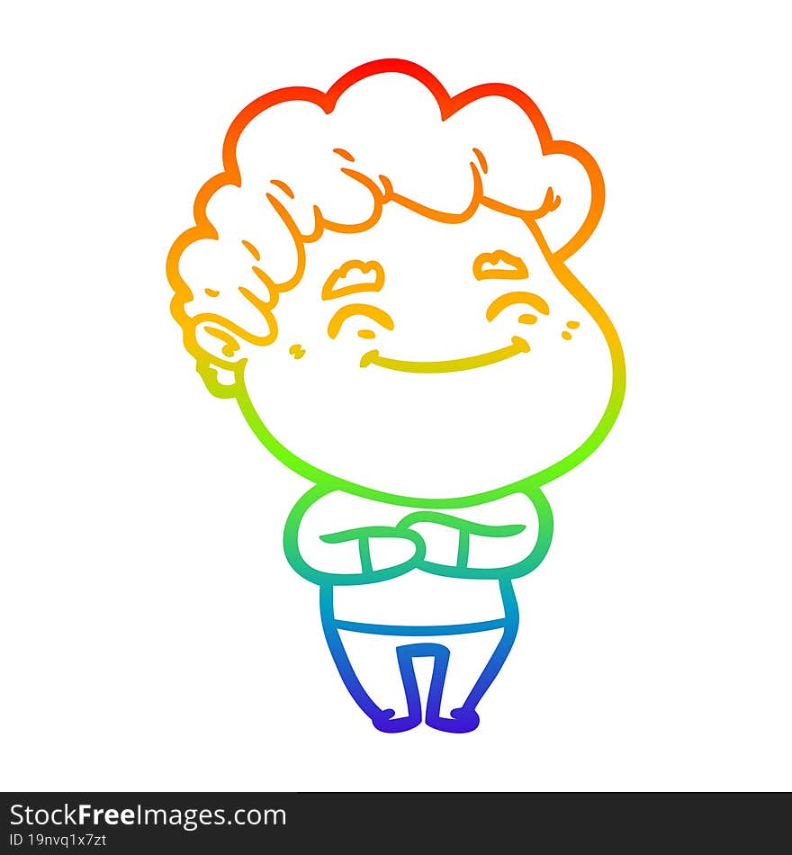 Rainbow Gradient Line Drawing Cartoon Friendly Man