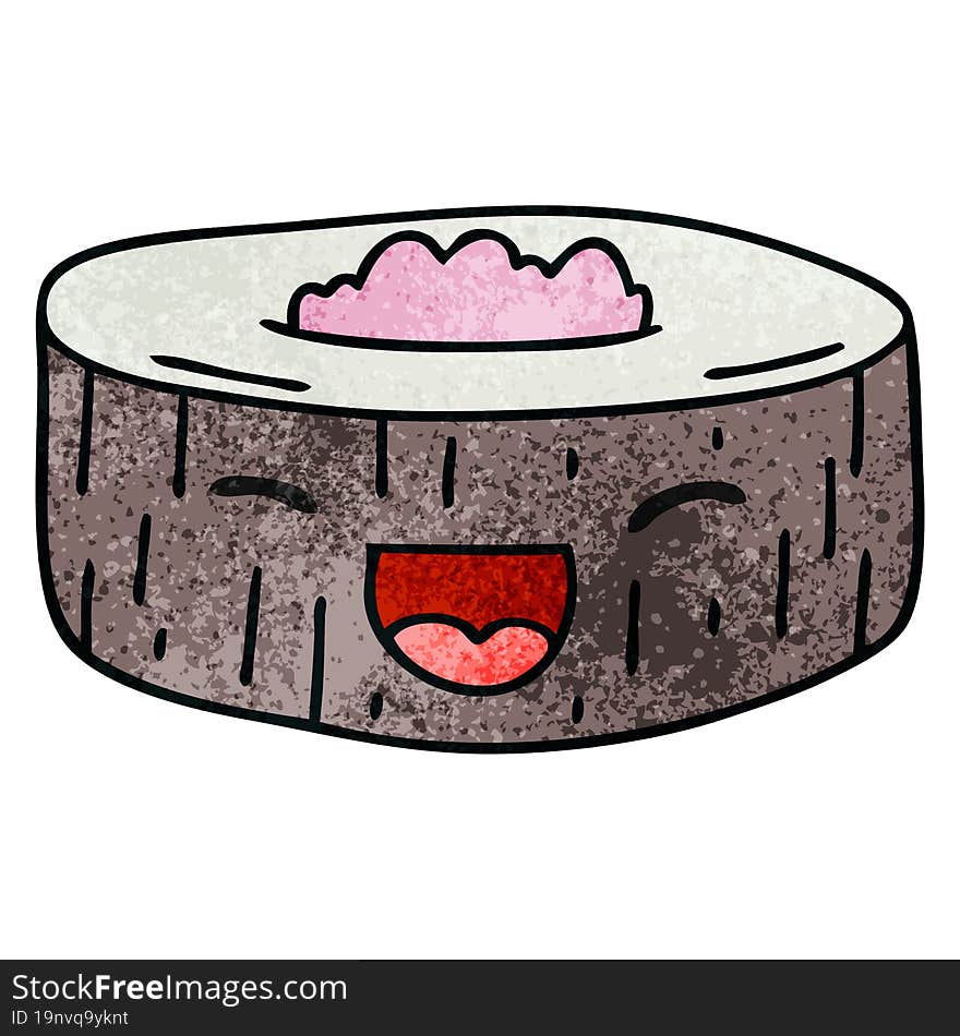 Quirky Hand Drawn Cartoon Happy Sushi