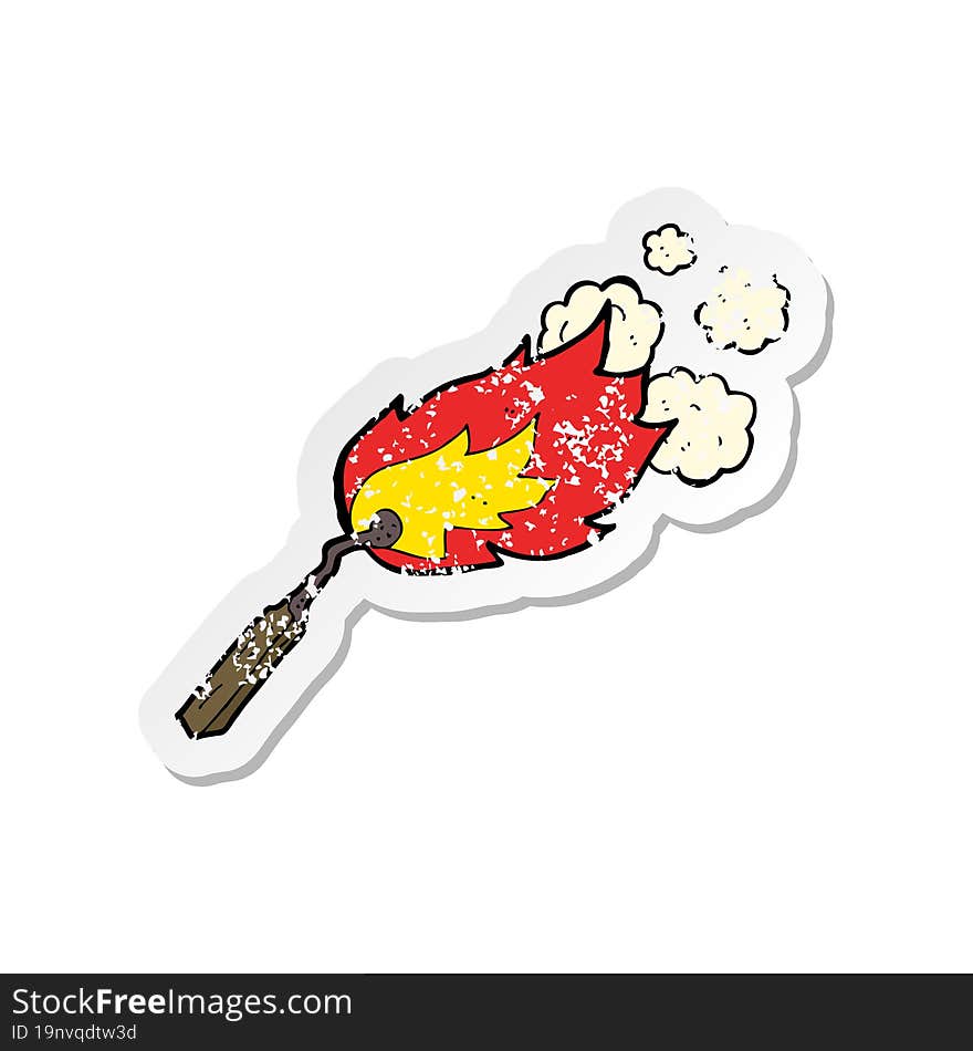 retro distressed sticker of a cartoon burning match