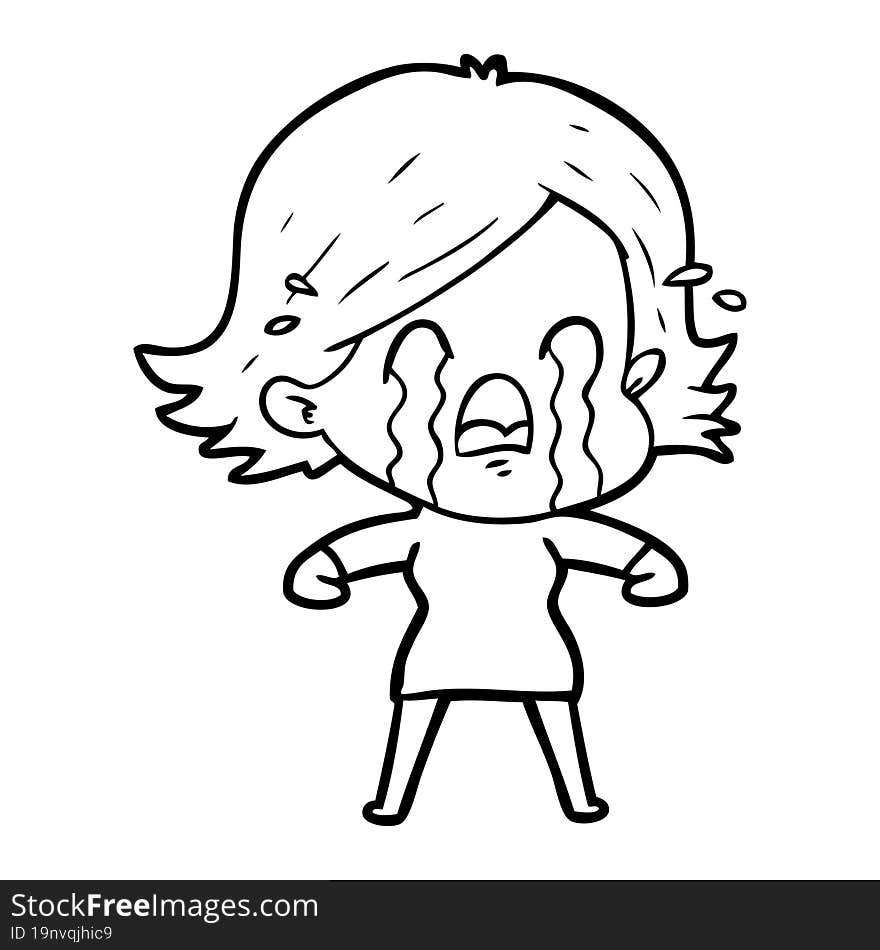 cartoon woman crying. cartoon woman crying