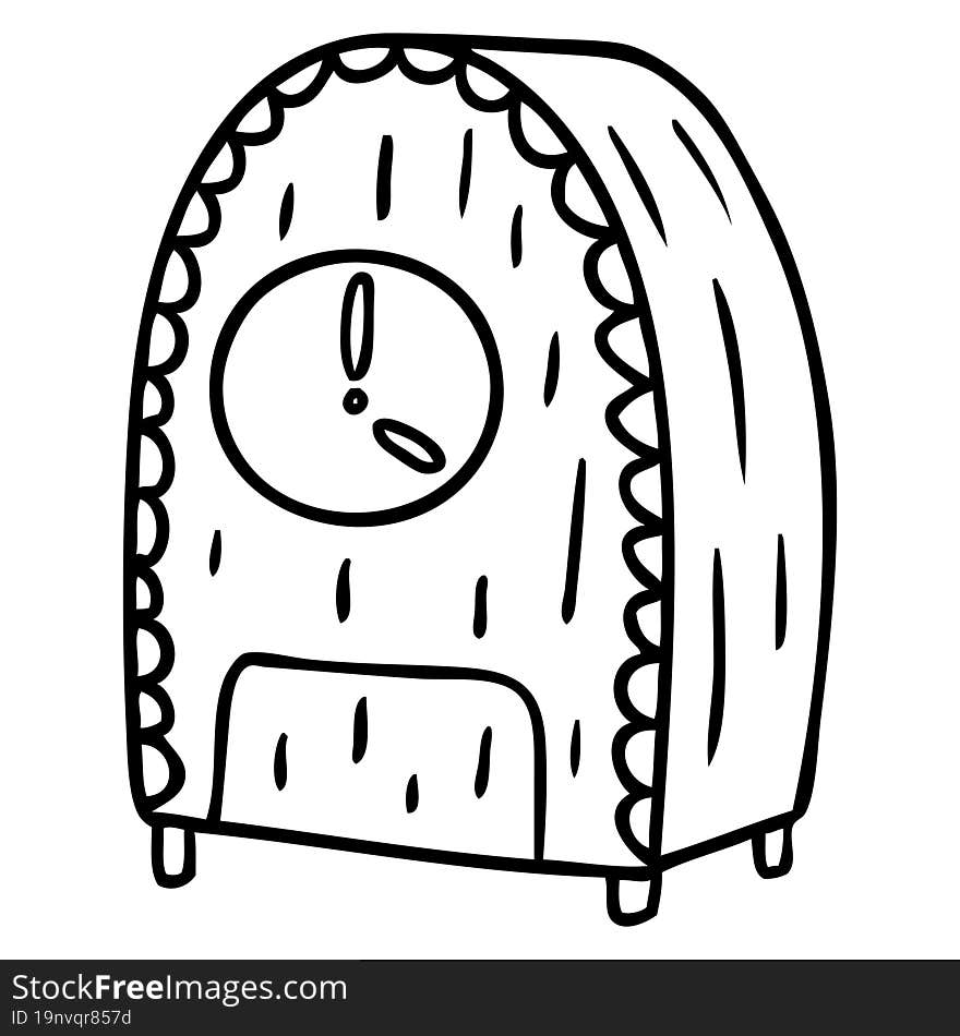 Line Drawing Doodle Of An Old Fashioned Clock