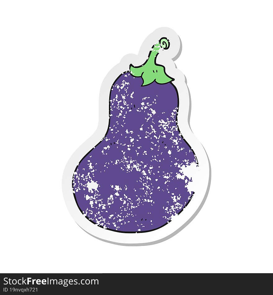 retro distressed sticker of a cartoon eggplant