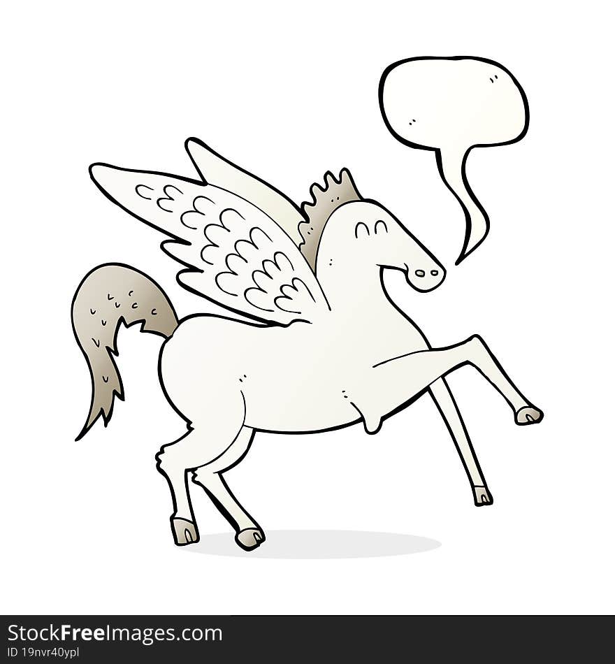 Cartoon Pegasus With Speech Bubble