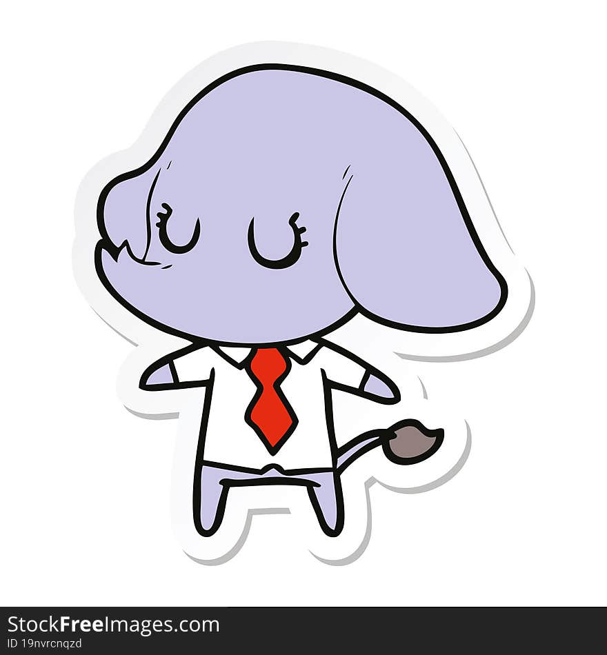 Sticker Of A Cute Cartoon Elephant