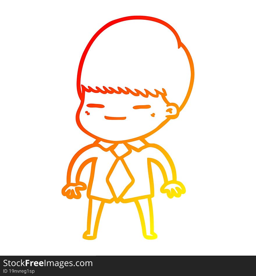 Warm Gradient Line Drawing Cartoon Smug Boy