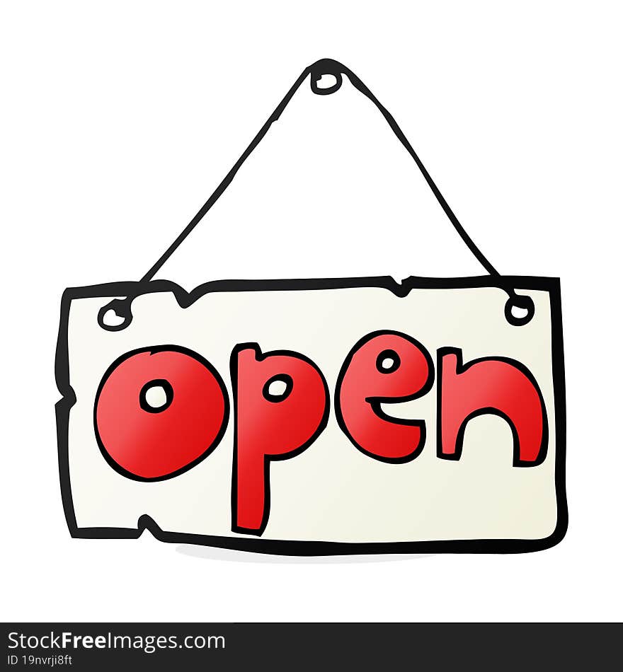 Cartoon Open Shop Sign