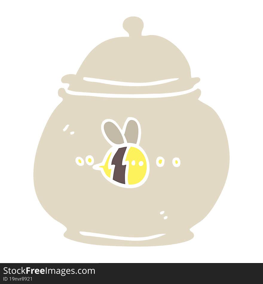 flat color illustration cartoon honey pot