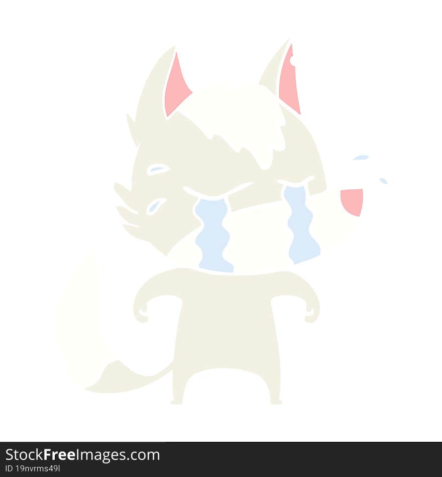 flat color style cartoon crying wolf