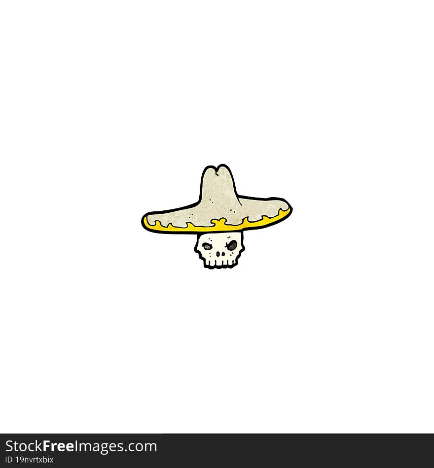 Cartoon Skull Wearing Mexican Hat