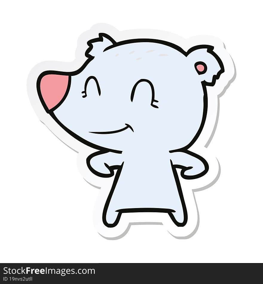 Sticker Of A Friendly Bear Cartoon